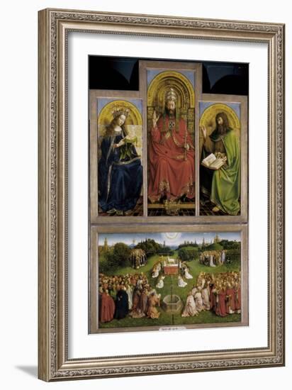 The Ghent Altarpiece or Adoration of the Mystic Lamb-Hubert & Jan Van Eyck-Framed Art Print