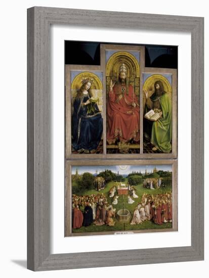 The Ghent Altarpiece or Adoration of the Mystic Lamb-Hubert & Jan Van Eyck-Framed Art Print