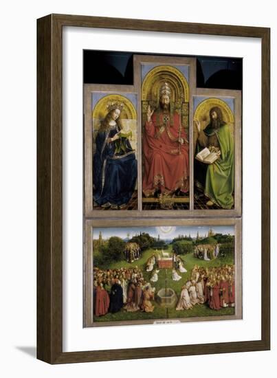 The Ghent Altarpiece or Adoration of the Mystic Lamb-Hubert & Jan Van Eyck-Framed Art Print