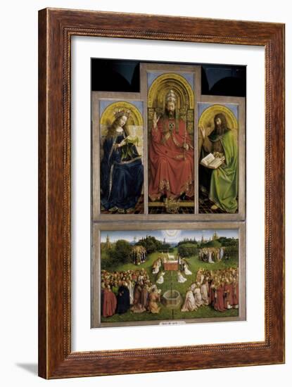 The Ghent Altarpiece or Adoration of the Mystic Lamb-Hubert & Jan Van Eyck-Framed Art Print