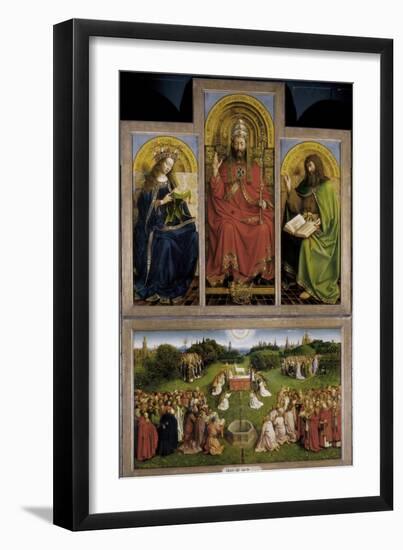 The Ghent Altarpiece or Adoration of the Mystic Lamb-Hubert & Jan Van Eyck-Framed Art Print