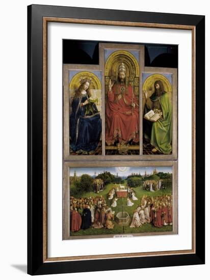 The Ghent Altarpiece or Adoration of the Mystic Lamb-Hubert & Jan Van Eyck-Framed Art Print