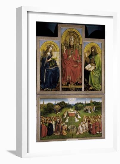 The Ghent Altarpiece or Adoration of the Mystic Lamb-Hubert & Jan Van Eyck-Framed Art Print