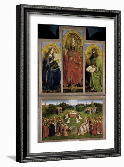 The Ghent Altarpiece or Adoration of the Mystic Lamb-Hubert & Jan Van Eyck-Framed Art Print