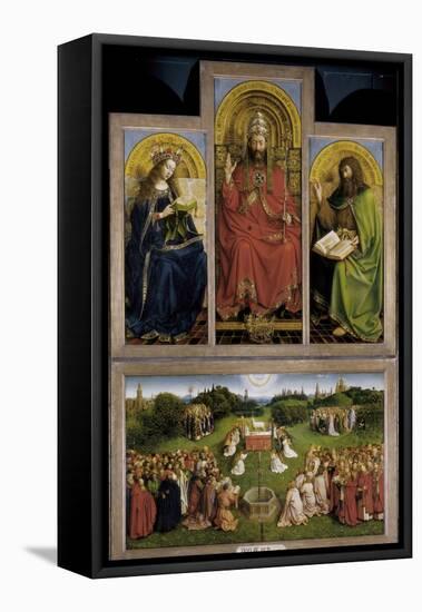 The Ghent Altarpiece or Adoration of the Mystic Lamb-Hubert & Jan Van Eyck-Framed Stretched Canvas