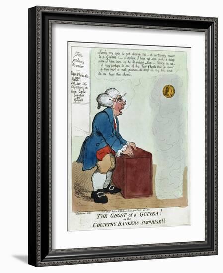 The Ghost of a Guinea! or the Country Banker's Surprise!!, 1804-George Moutard Woodward-Framed Giclee Print
