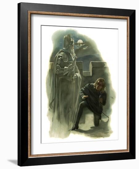 The ghost of Hamlet's father appears to Prince Hamlet-Harold Copping-Framed Giclee Print