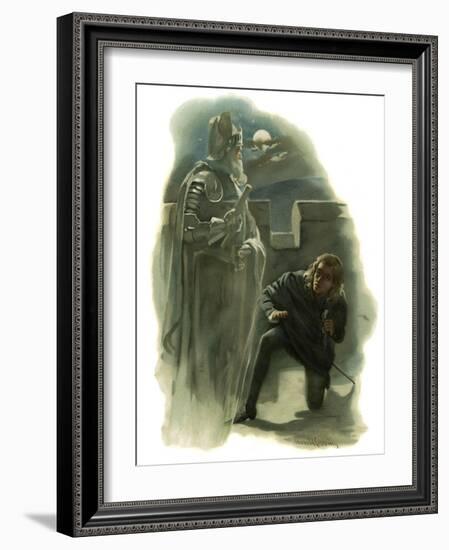 The ghost of Hamlet's father appears to Prince Hamlet-Harold Copping-Framed Giclee Print