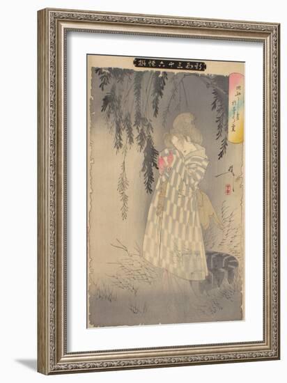 The Ghost of Okiku at Sarayashiki, 1890-Tsukioka Yoshitoshi-Framed Giclee Print