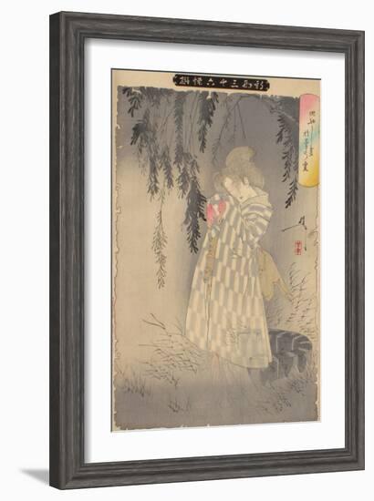 The Ghost of Okiku at Sarayashiki, 1890-Tsukioka Yoshitoshi-Framed Giclee Print