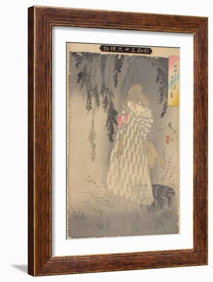 The Ghost of Okiku at Sarayashiki, 1890-Tsukioka Yoshitoshi-Framed Giclee Print