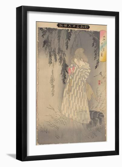 The Ghost of Okiku at Sarayashiki, 1890-Tsukioka Yoshitoshi-Framed Giclee Print