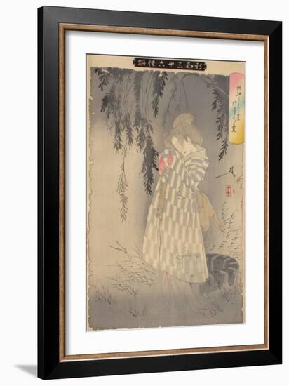 The Ghost of Okiku at Sarayashiki, 1890-Tsukioka Yoshitoshi-Framed Giclee Print