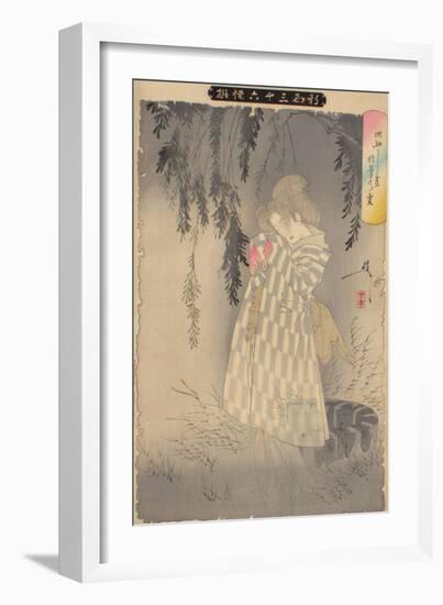 The Ghost of Okiku at Sarayashiki, 1890-Tsukioka Yoshitoshi-Framed Giclee Print