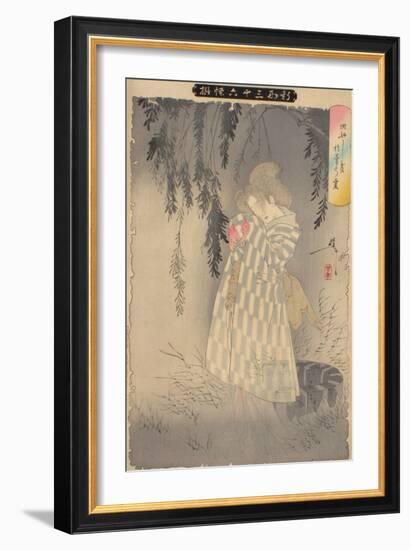 The Ghost of Okiku at Sarayashiki, 1890-Tsukioka Yoshitoshi-Framed Giclee Print