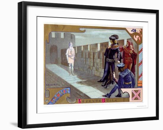The Ghost of the King Appearing to Hamlet, Scene from Act I of "Hamlet" by William Shakespeare-Gaston Bussiere-Framed Giclee Print