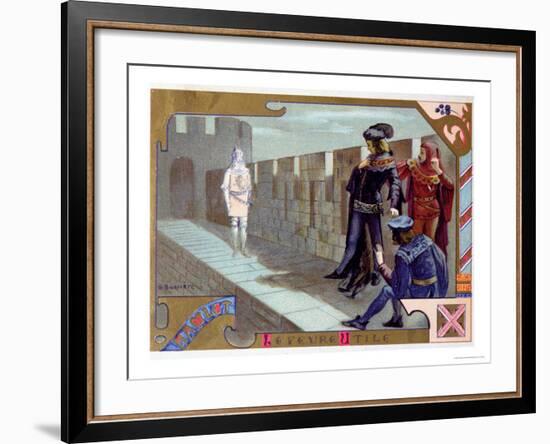 The Ghost of the King Appearing to Hamlet, Scene from Act I of "Hamlet" by William Shakespeare-Gaston Bussiere-Framed Giclee Print