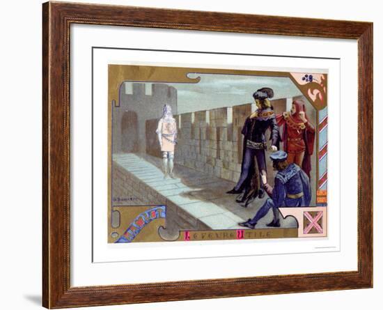 The Ghost of the King Appearing to Hamlet, Scene from Act I of "Hamlet" by William Shakespeare-Gaston Bussiere-Framed Giclee Print