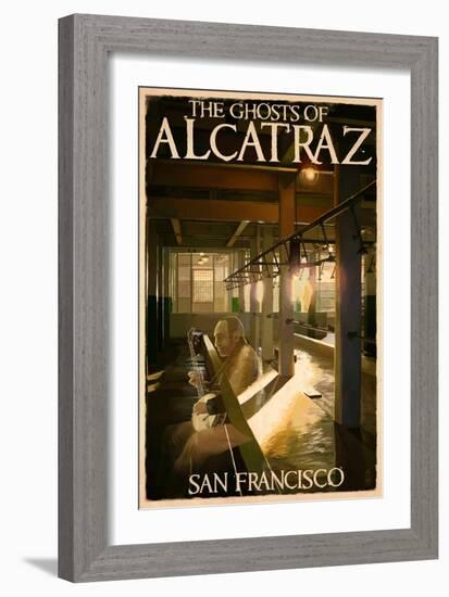 The Ghosts of Alcatraz Island - San Francisco, CA-Lantern Press-Framed Art Print