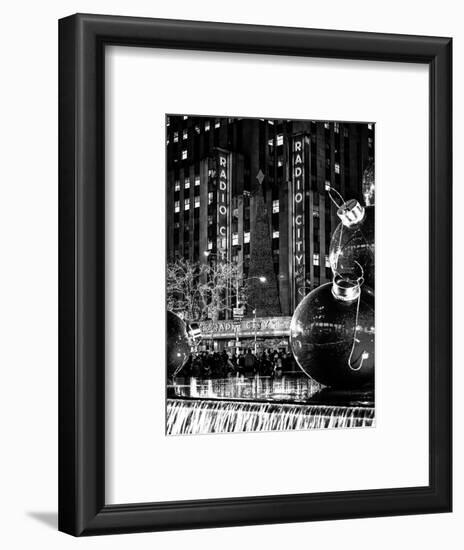 The Giant Christmas Ornaments on Sixth Avenue across from the Radio City Music Hall by Night-Philippe Hugonnard-Framed Art Print