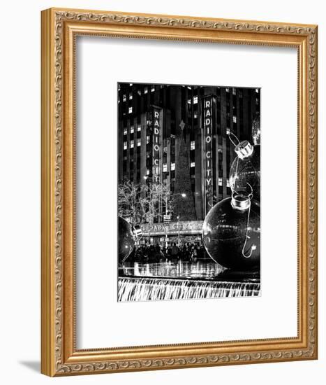 The Giant Christmas Ornaments on Sixth Avenue across from the Radio City Music Hall by Night-Philippe Hugonnard-Framed Art Print