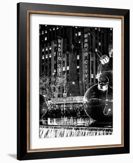 The Giant Christmas Ornaments on Sixth Avenue across from the Radio City Music Hall by Night-Philippe Hugonnard-Framed Art Print