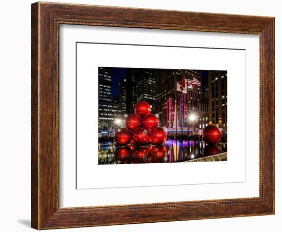 The Giant Christmas Ornaments on Sixth Avenue across from the Radio City Music Hall by Night-Philippe Hugonnard-Framed Art Print