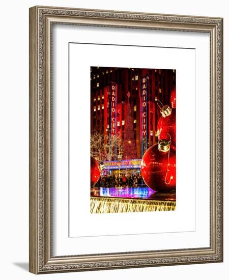 The Giant Christmas Ornaments on Sixth Avenue across from the Radio City Music Hall by Night-Philippe Hugonnard-Framed Art Print