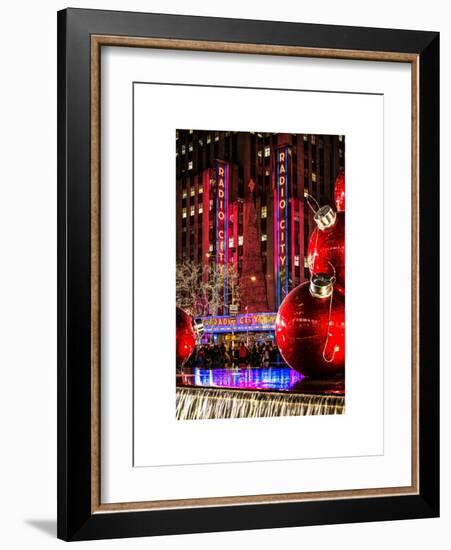 The Giant Christmas Ornaments on Sixth Avenue across from the Radio City Music Hall by Night-Philippe Hugonnard-Framed Art Print