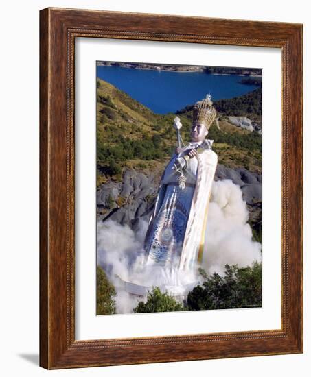 The Giant Statue Representing Mandarom Sect Founder Gilbert Bourdin-Str, Pool-Framed Photographic Print