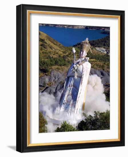 The Giant Statue Representing Mandarom Sect Founder Gilbert Bourdin-Str, Pool-Framed Photographic Print