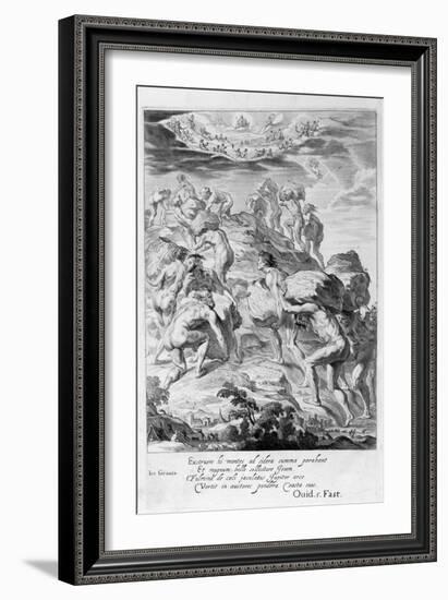 The Giants Attempt to Scale Heaven by Piling Mountains Upon One Another, 1655-Michel de Marolles-Framed Giclee Print