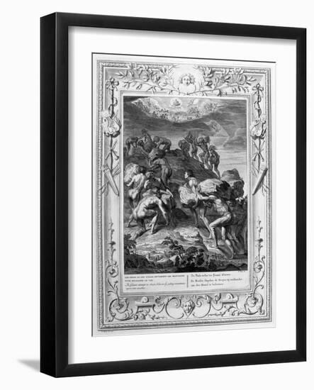 The Giants Attempt to Scale Heaven by Piling Mountains Upon One Another, 1733-Bernard Picart-Framed Giclee Print