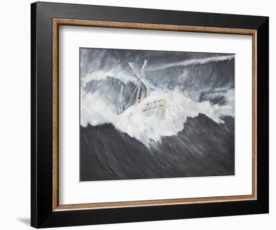 The Gigantic Wave (2) Ernest Shackleton and Five Crew Aboard the James Caird, Midnight-Vincent Booth-Framed Giclee Print