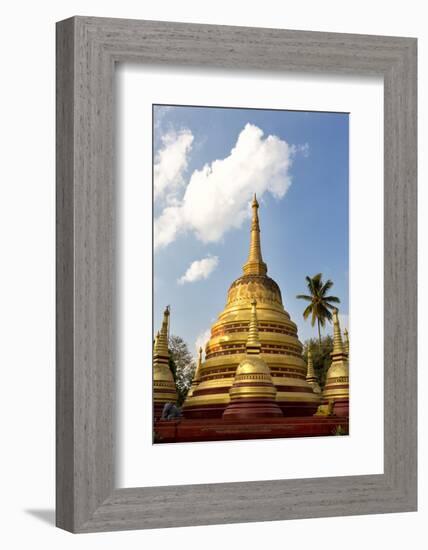 The Gilded Stupas of Wat In, Kengtung (Kyaingtong), Shan State, Myanmar (Burma), Asia-Lee Frost-Framed Photographic Print