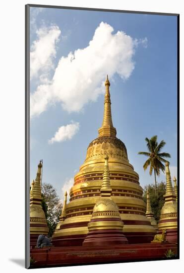 The Gilded Stupas of Wat In, Kengtung (Kyaingtong), Shan State, Myanmar (Burma), Asia-Lee Frost-Mounted Photographic Print