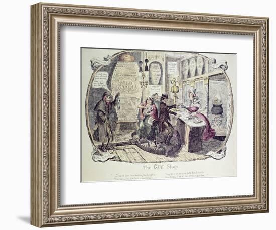 The Gin Shop, 1829-George Cruikshank-Framed Giclee Print