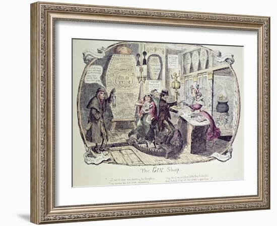 The Gin Shop, 1829-George Cruikshank-Framed Giclee Print