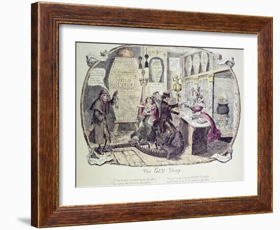 The Gin Shop, 1829-George Cruikshank-Framed Giclee Print