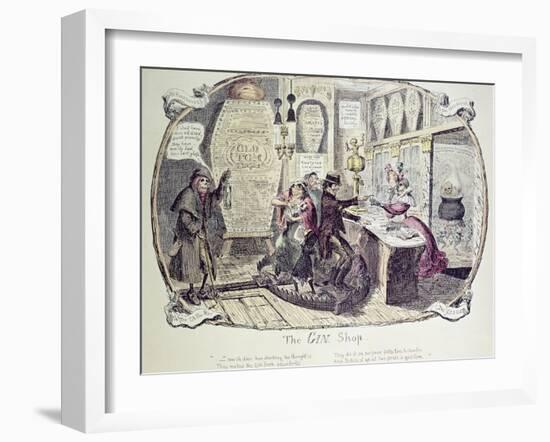 The Gin Shop, 1829-George Cruikshank-Framed Giclee Print