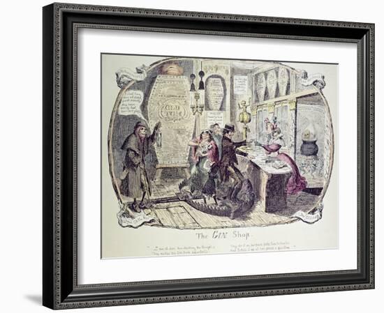 The Gin Shop, 1829-George Cruikshank-Framed Giclee Print