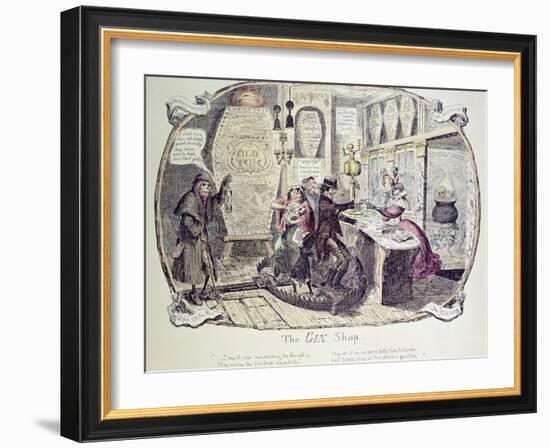 The Gin Shop, 1829-George Cruikshank-Framed Giclee Print