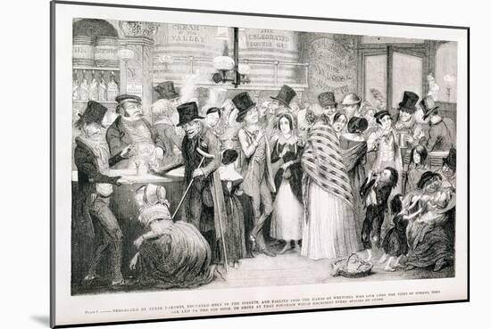 The Gin Shop, Plate 1 of "The Drunkard's Children," 1848-George Cruikshank-Mounted Giclee Print