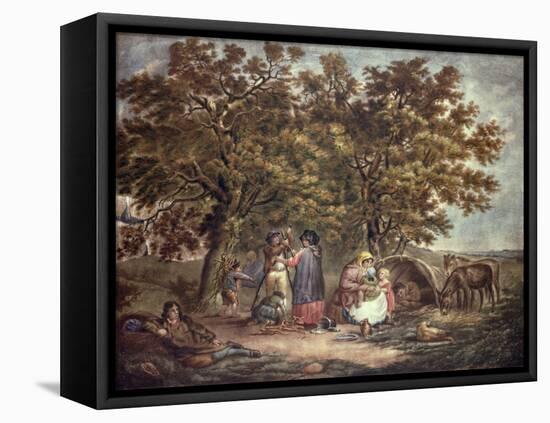 The Gipsies Tent, Engraved by Joseph Grozar-George Morland-Framed Premier Image Canvas