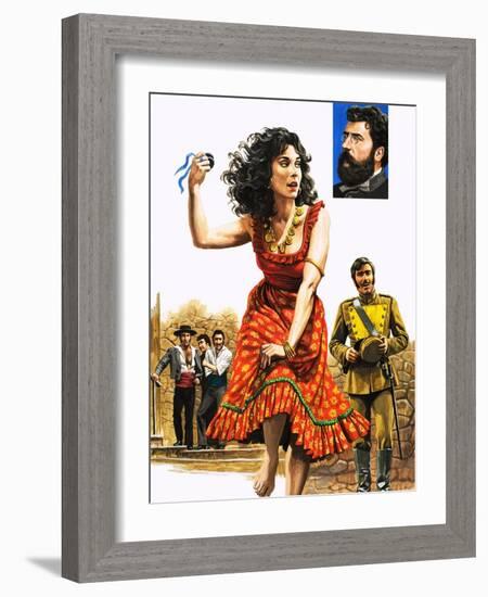 The Gipsy Girl Who Conquered the World, Carmen, Illustration from 'The Music-Makers', 1982-Payne-Framed Giclee Print