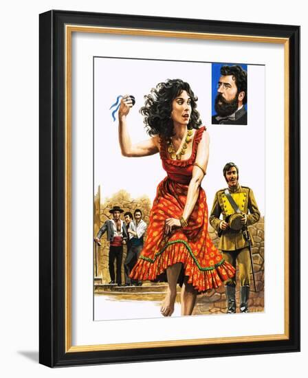 The Gipsy Girl Who Conquered the World, Carmen, Illustration from 'The Music-Makers', 1982-Payne-Framed Giclee Print