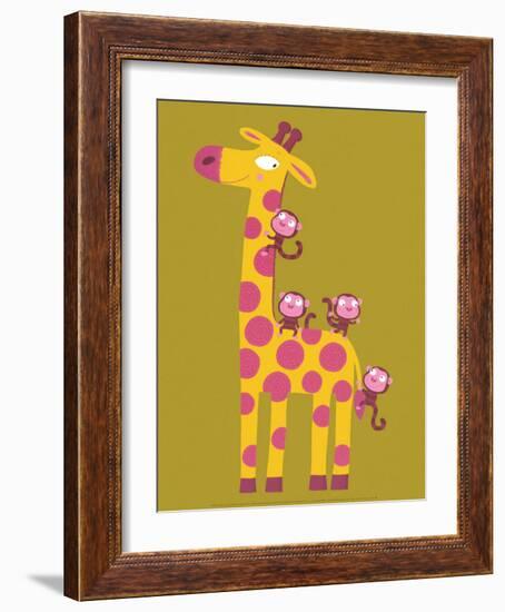 The Giraffe and the Monkeys-Nathalie Choux-Framed Art Print