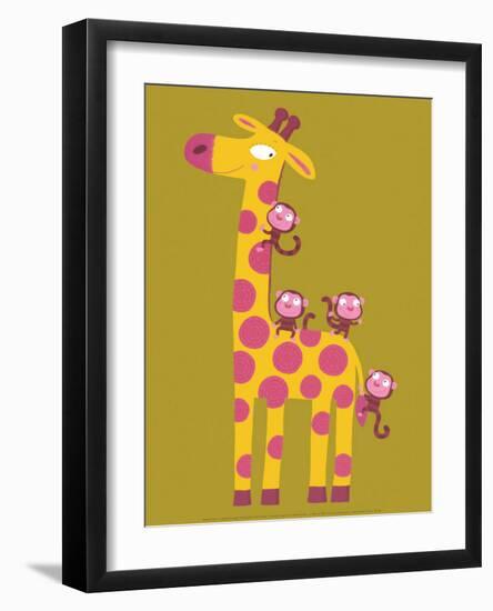 The Giraffe and the Monkeys-Nathalie Choux-Framed Art Print