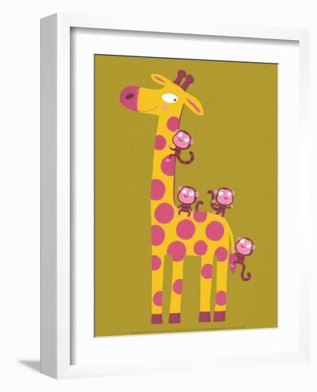 The Giraffe and the Monkeys-Nathalie Choux-Framed Art Print