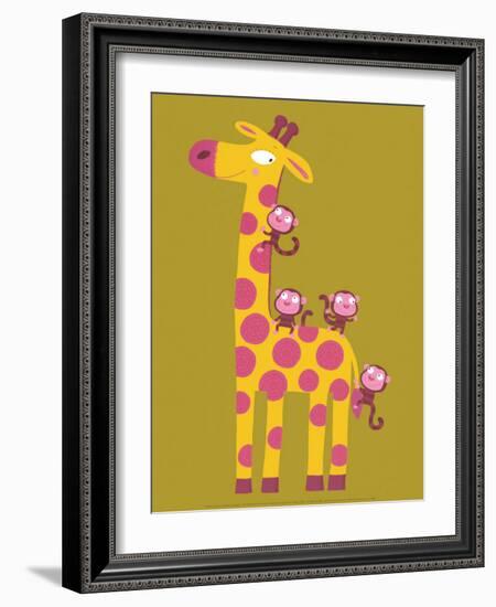 The Giraffe and the Monkeys-Nathalie Choux-Framed Art Print